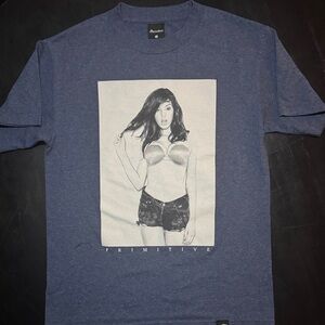 Primitive Blue Graphic Tee with Monochrome Print size Small